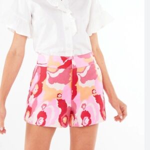 Abbey Glass Penny jacquard retro print trousers shorts pink L Large